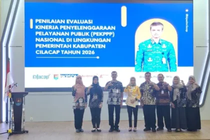 BKPSDM mengikuti rangkaian Pemantauan dan Evaluasi Kinerja Penyelenggaraan Pelayanan Publik (PEKPPP) Tahun 2026 di Aula BPKAD Kabupaten Cilacap, Kamis (3/9/2026).(Foto: BKPSDM Cilacap)