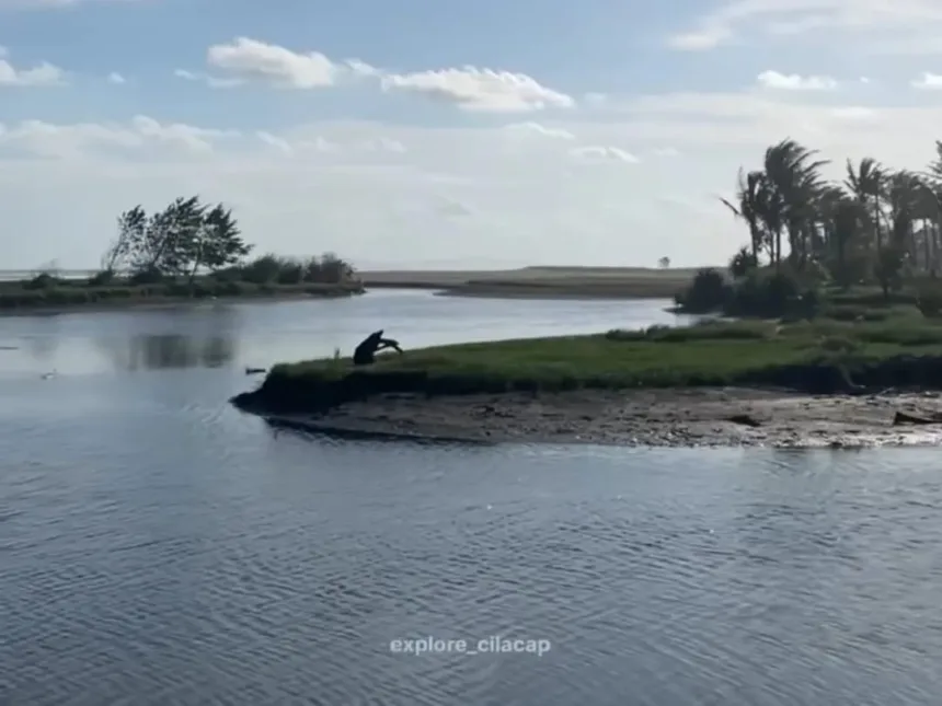 Salah satu spot sunset gratis yang diserbu warga lokal yakni Muara Keci Desa Welahan Wetan . (Foto: Tangkapan layar TikTok @explorecilacap)