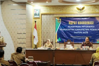 Pemkab Pemalang melalui Dinas Komunikasi dan Informatika (Diskominfo) menggelar Rapat Koordinasi Keamanan Informasi Tahun 2026 di Gedung Sasana Bhakti Praja