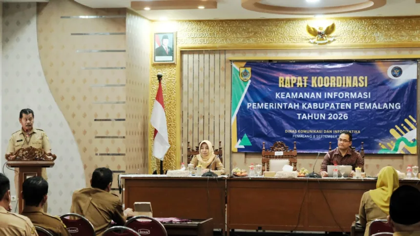 Pemkab Pemalang melalui Dinas Komunikasi dan Informatika (Diskominfo) menggelar Rapat Koordinasi Keamanan Informasi Tahun 2026 di Gedung Sasana Bhakti Praja