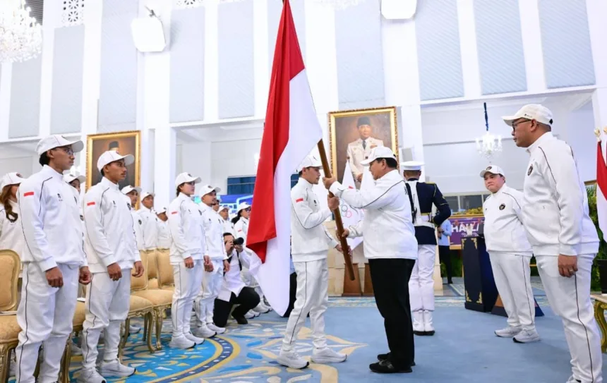 Presiden Republik Indonesia Prabowo Subianto secara resmi melepas Kontingen Indonesia yang akan berlaga pada ajang Asian Games XX Aichi-Nagoya 2026 di Istana Negara, Jakarta