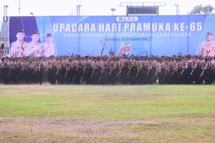 Peringatan Hari Pramuka ke-65 Tingkat Kwartir Daerah (Kwarda) Jawa Tengah berlangsung di Stadion GOR Satria Purwokerto, Kamis (10/9/2026).(Foto: Prokompim Setda Banyumas)