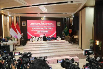 Penempakan uang senilai Rp1 Triliun lebih yang disita Tim Penyidik Jaksa Agung Muda Bidang Tindak Pidana Khusus (Jampidsus) Kejaksaan Agung.(Foto: Kejaksaan Agung RI)