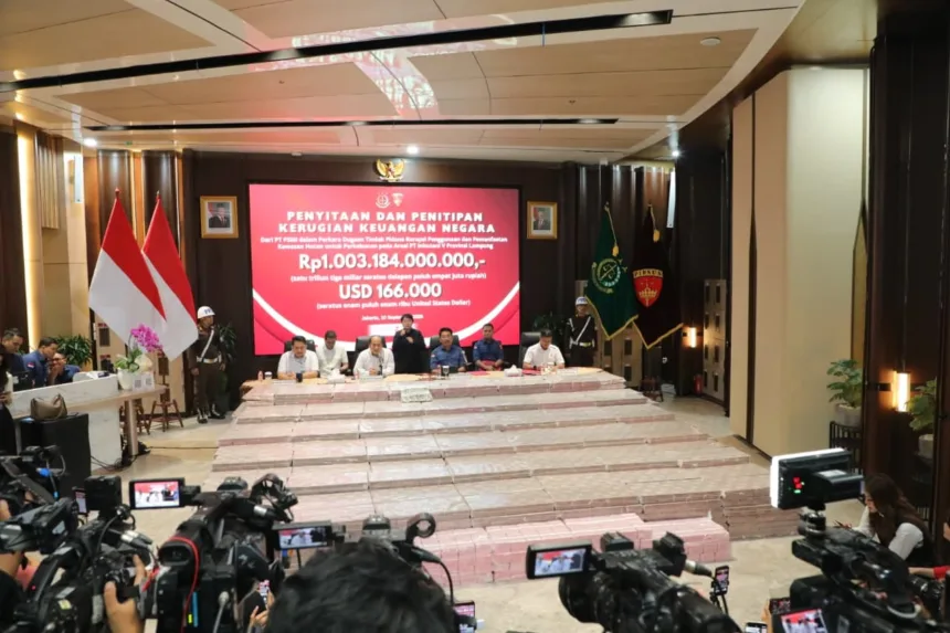 Penempakan uang senilai Rp1 Triliun lebih yang disita Tim Penyidik Jaksa Agung Muda Bidang Tindak Pidana Khusus (Jampidsus) Kejaksaan Agung.(Foto: Kejaksaan Agung RI)