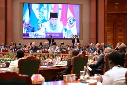 Presiden Prabowo saat menjadi pembicara di KTT BRICS 2026 di Bharat Mandapam, New Delhi, India, Minggu (13/9/2026).(Foto: BPMI Setpres)