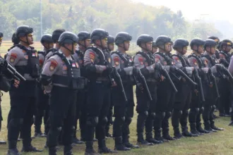Satuan Samapta Polresta Banyumas mengikuti pelatihan gabungan bersama asistensi dari Direktorat Samapta Polda Jawa Tengah pada Rabu (16/9/2026).(Foto: Polresta Banyumas)