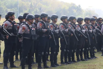 Satuan Samapta Polresta Banyumas mengikuti pelatihan gabungan bersama asistensi dari Direktorat Samapta Polda Jawa Tengah pada Rabu (16/9/2026).(Foto: Polresta Banyumas)