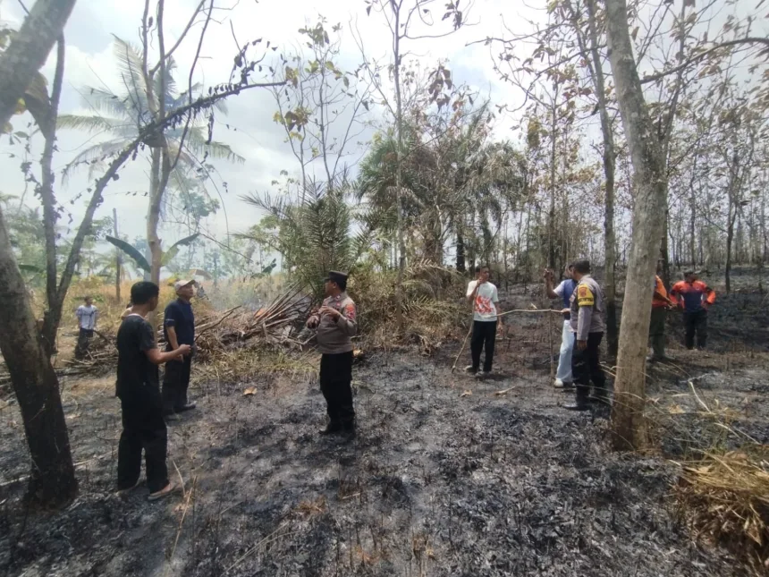 Petugas berhasil memadamkan api yang membakar lahan milik Pemerintah Kabupaten Banyumas di Desa Kalibagor, Kecamatan Kalibagor, Sabtu (19/9/2026) siang.(Foto: Polresta Banyumas)