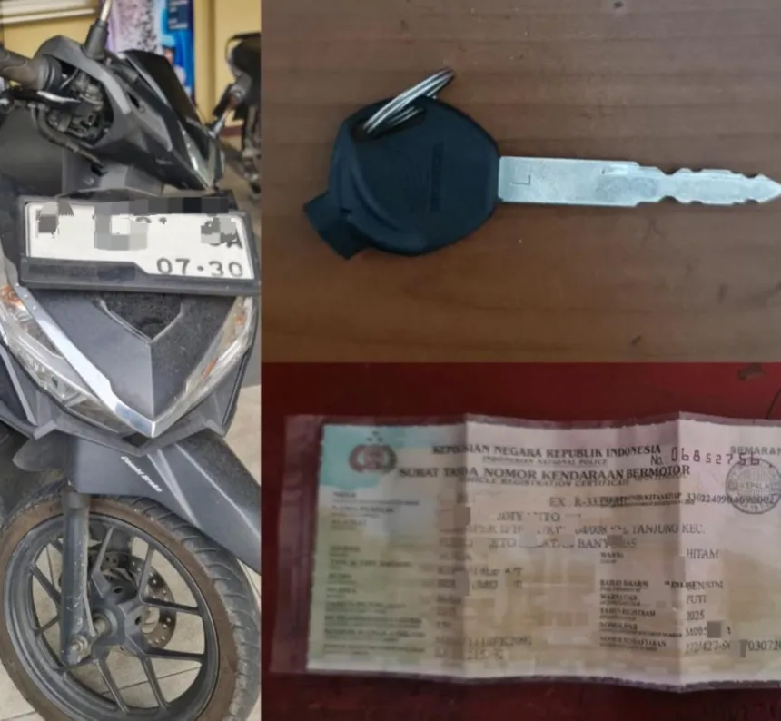 Barang bukti yang di amankan dari seorang pelaku pencurian sepeda motor berinisial DYD (32), warga Kecamatan Patikraja.(dok Polresta Banyumas)