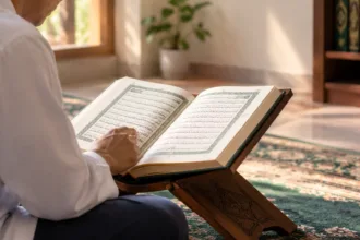 Ilustrasi orang membaca Al-Qur'an
