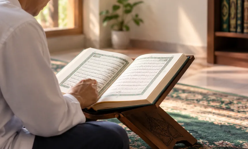 Ilustrasi orang membaca Al-Qur'an