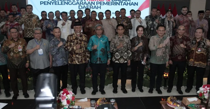 Rapat Koordinasi Penguatan Tata Kelola Pemerintahan Daerah dan Pencegahan Korupsi se-Sumatera Barat digelar di Auditorium Gubernur Sumbar.(Foto: kpk.go.id)